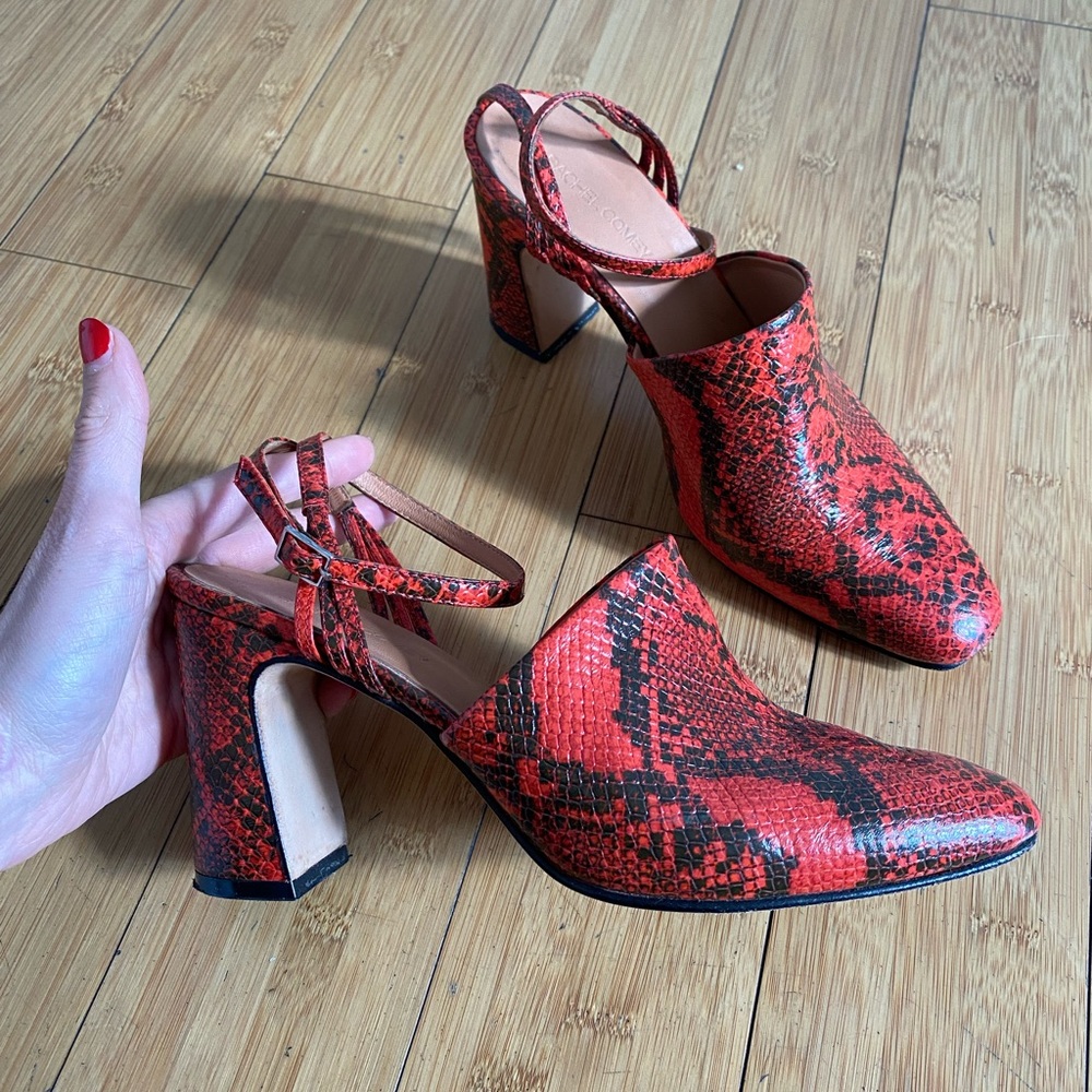 Rachel Comey Heels in Red Snake Print